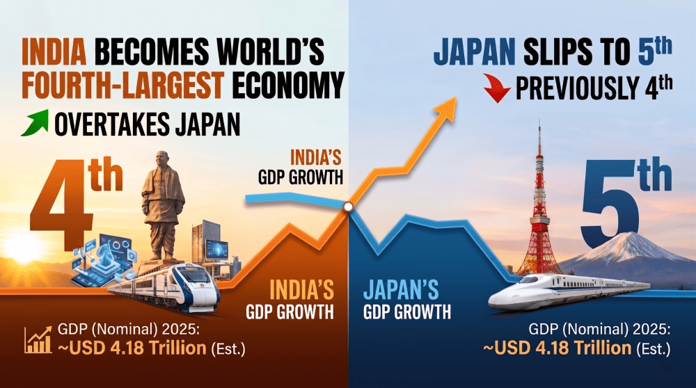 India Becomes World's Fourth-Largest Economy, Overtakes Japan