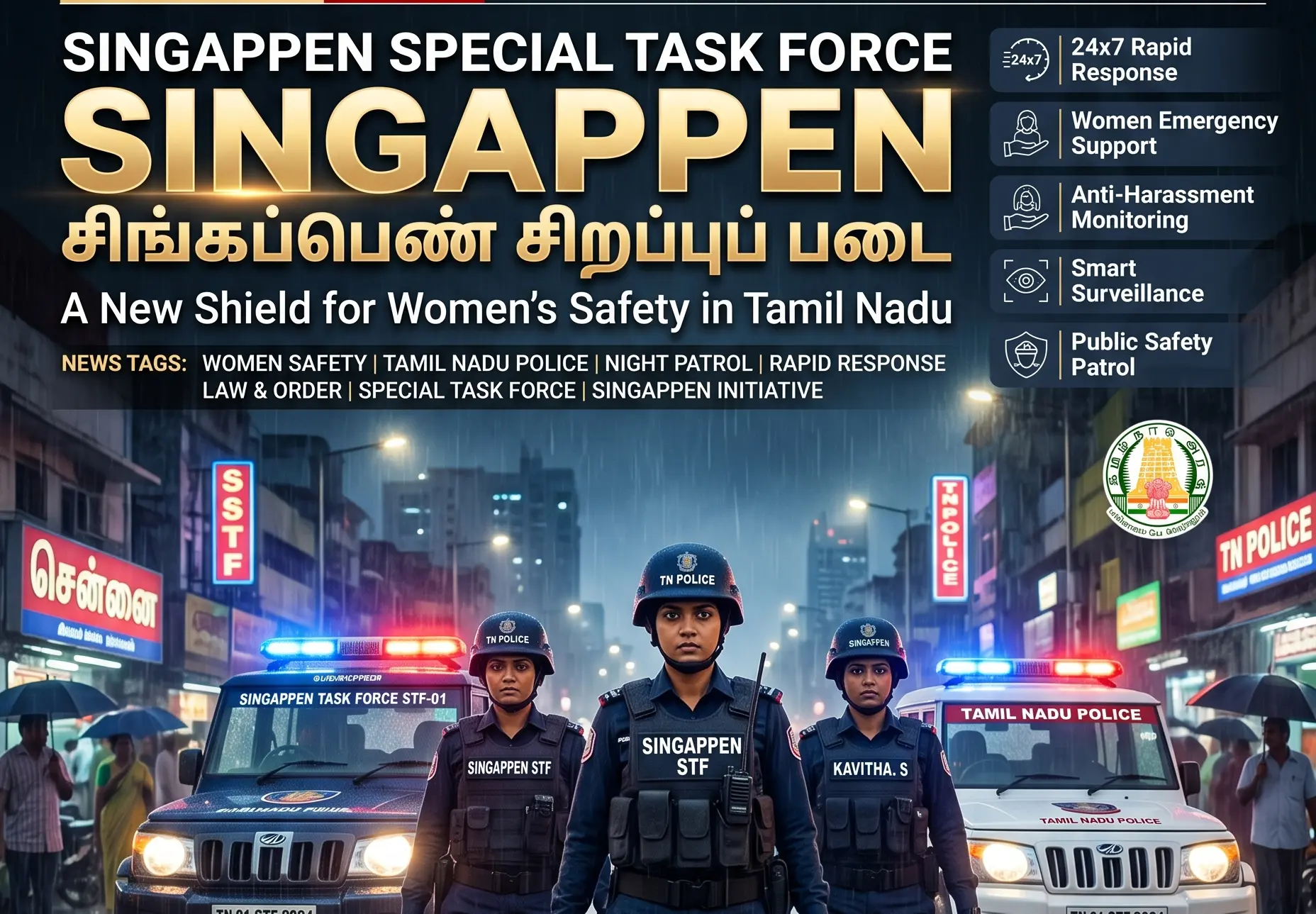 TN CM Vijay Launches 'Singappen' Special Task Force for Enhanced Women’s Safety