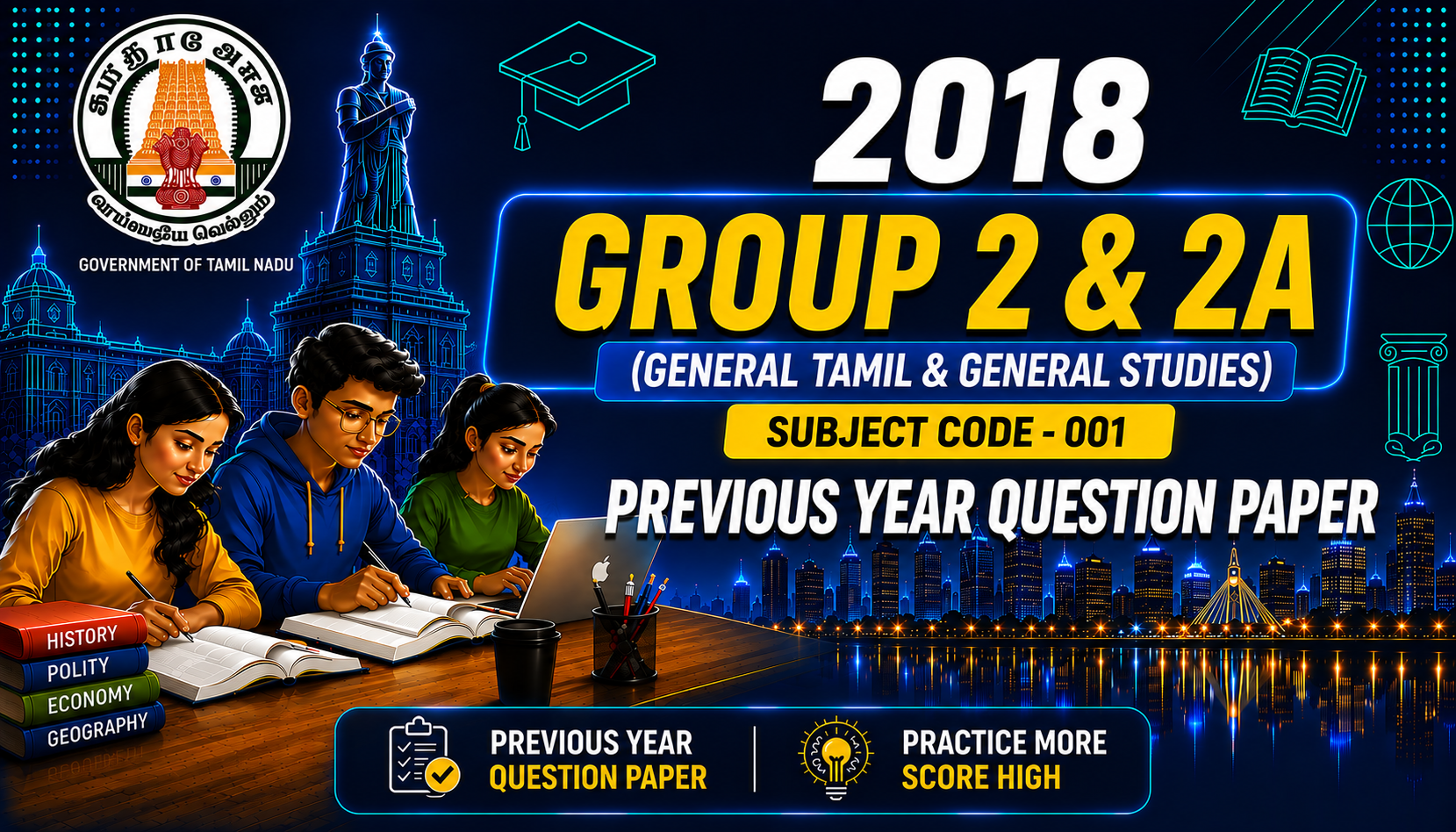 TNPSC Combined Civil Services Examination–II (Group II & IIA) Preliminary Examination 2018 Previous Year Question Paper - Subject Code 001