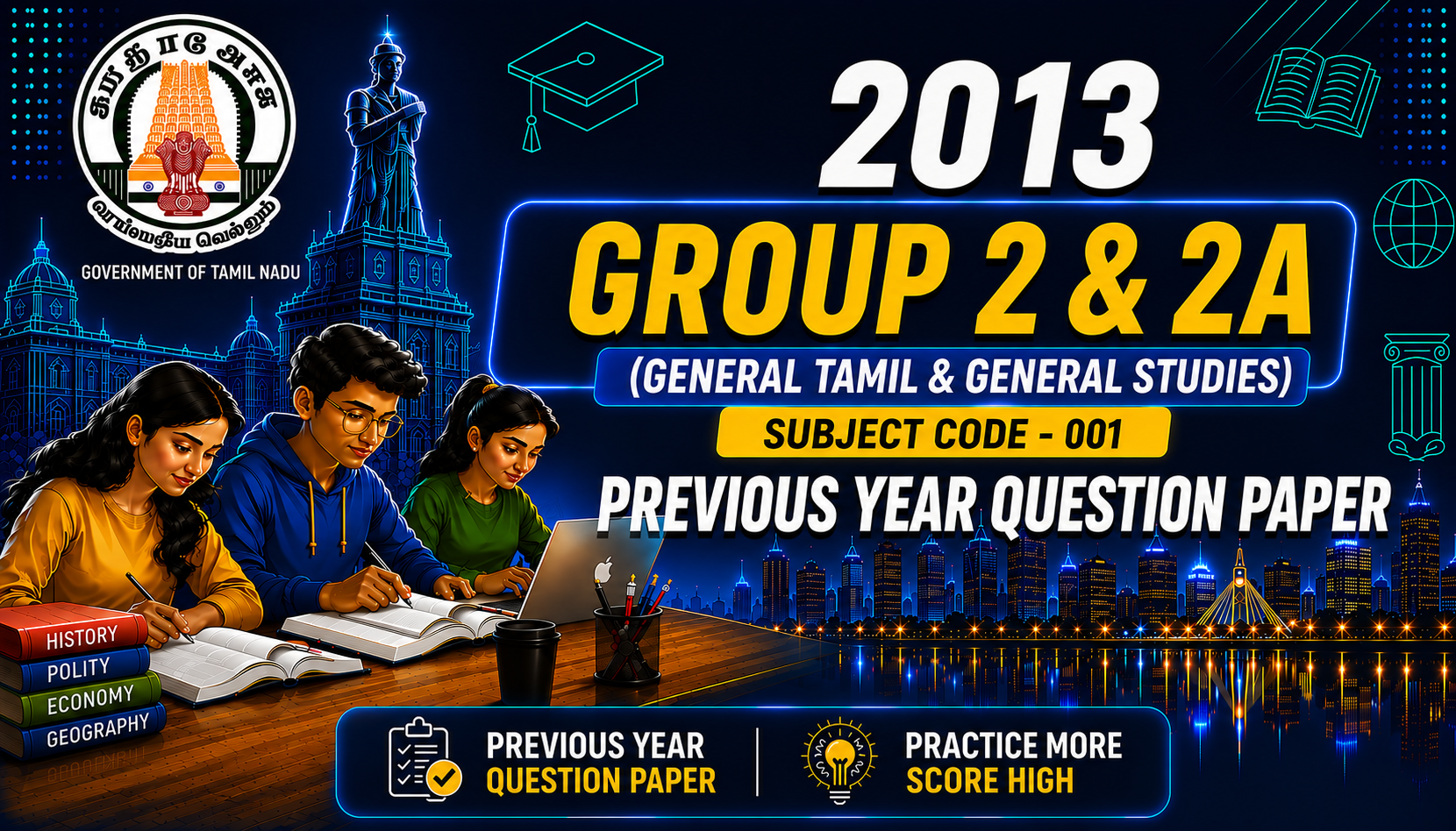 TNPSC Combined Civil Services Examination–II (Group II & IIA) Preliminary Examination 2013 Previous Year Question Paper - Subject Code 001