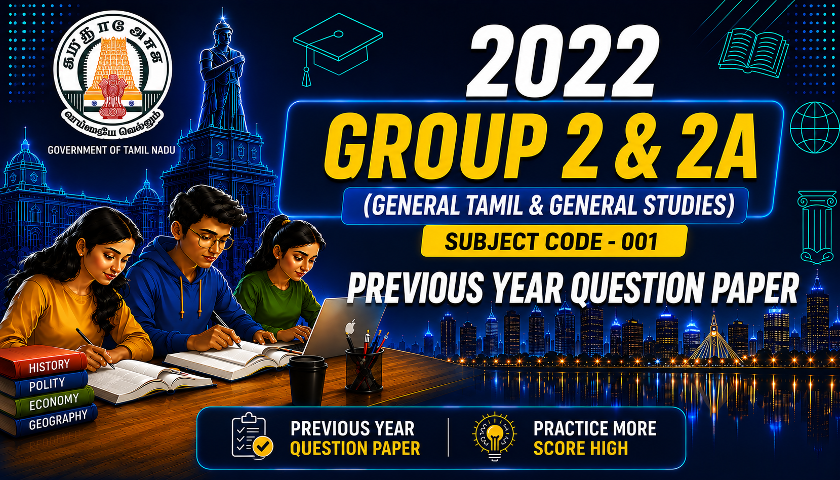 TNPSC Combined Civil Services Examination–II (Group II & IIA) Preliminary Examination 2022 Previous Year Question Paper - Subject Code 001